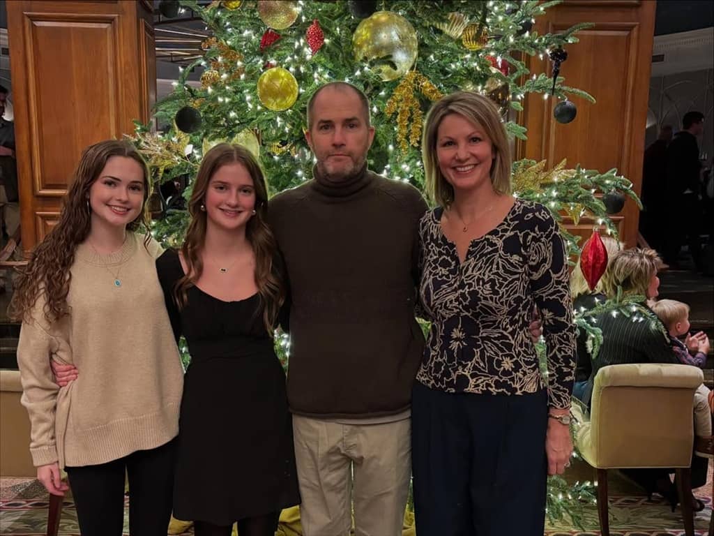 Natalie Faunce with her husband and daughter